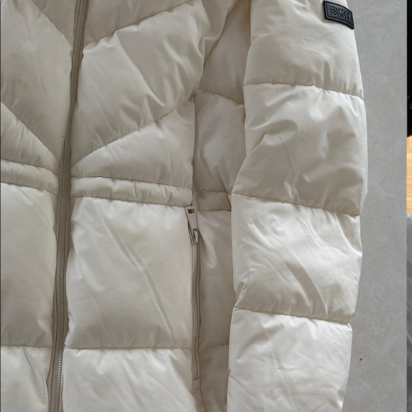 DKNY Cream Hooded Puffer Coat - Picture 10 of 16